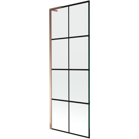 Mexen Next L vaňová zástena 1-krídlová 70 x 150 cm, čierna mriežka, ružové zlato - 895-070-000-03-77-60