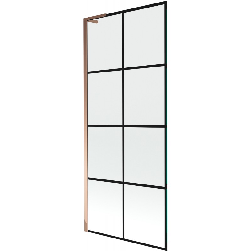 Mexen Next L vaňová zástenka 1-krídlová 80 x 150 cm, čierny vzor, ružové zlato - 895-080-000-03-77-60