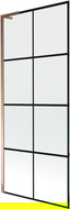 Mexen Next L vaňová zástenka 1-krídlová 80 x 150 cm, čierny vzor, ružové zlato - 895-080-000-03-77-60