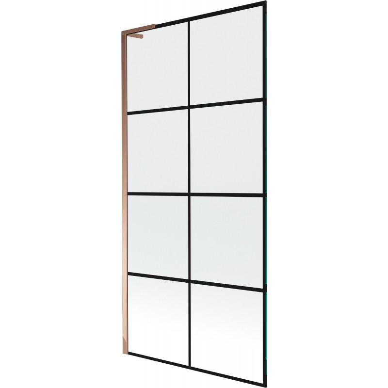 Mexen Next L vanová zástena 1-krídlová 90 x 150 cm, čierny vzor, ružové zlato - 895-090-000-03-77-60