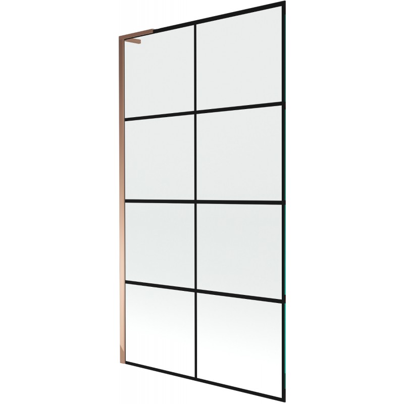 Mexen Next L sprchová zástena 1-krídlová 100 x 150 cm, čierny vzor, ružové zlato - 895-100-000-03-77-60