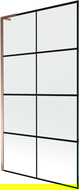 Mexen Next L sprchová zástena 1-krídlová 100 x 150 cm, čierny vzor, ružové zlato - 895-100-000-03-77-60