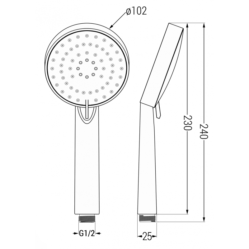Mexen R-75 3-funkčná sprchová hlavica, chróm/biela - 79575-02