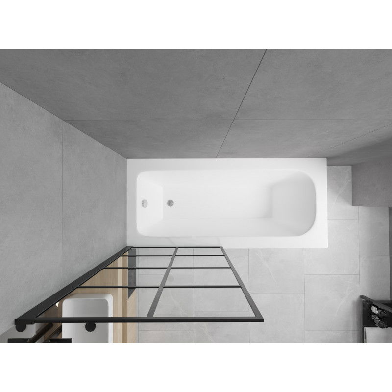 Mexen Vega obdĺžniková vaňa 150 x 70 cm s obložením a 1-krídlovým zástenou 80 cm, čierny vzor fix - 550115070X9308007077