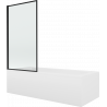 Mexen Vega obdĺžniková vaňa 150 x 70 cm s obkladom a 1-krídlovou sprchovou zástenou 80 cm, čierny vzor - 550115070X9308017070