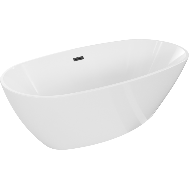 Mexen Eris voľne stojaca vaňa 155 x 80 cm, biela, prepad čierny - 53441558000-70