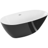 Mexen Eris samostatne stojaca vaňa 155 x 80 cm, biela/čierna, prepad chróm - 53441558075-01