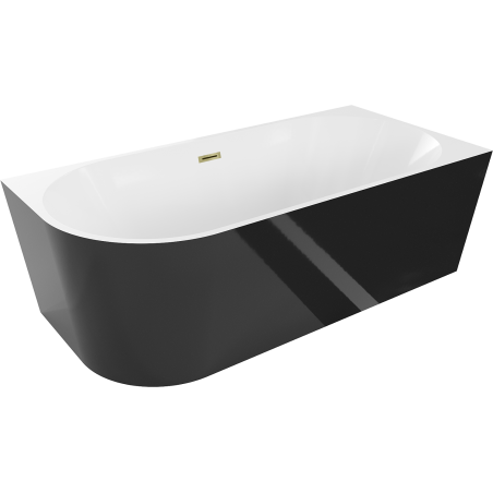 Mexen Mia voľne stojaca rohová vaňa pravá 170 x 80 cm, biela/čierna, zlatý prepad - 52691708075P-50