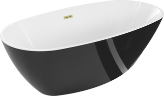 Mexen Eris voľne stojaca vaňa 170 x 80 cm, biela/čierna, prepad zlatý leštený - 53441708075-55
