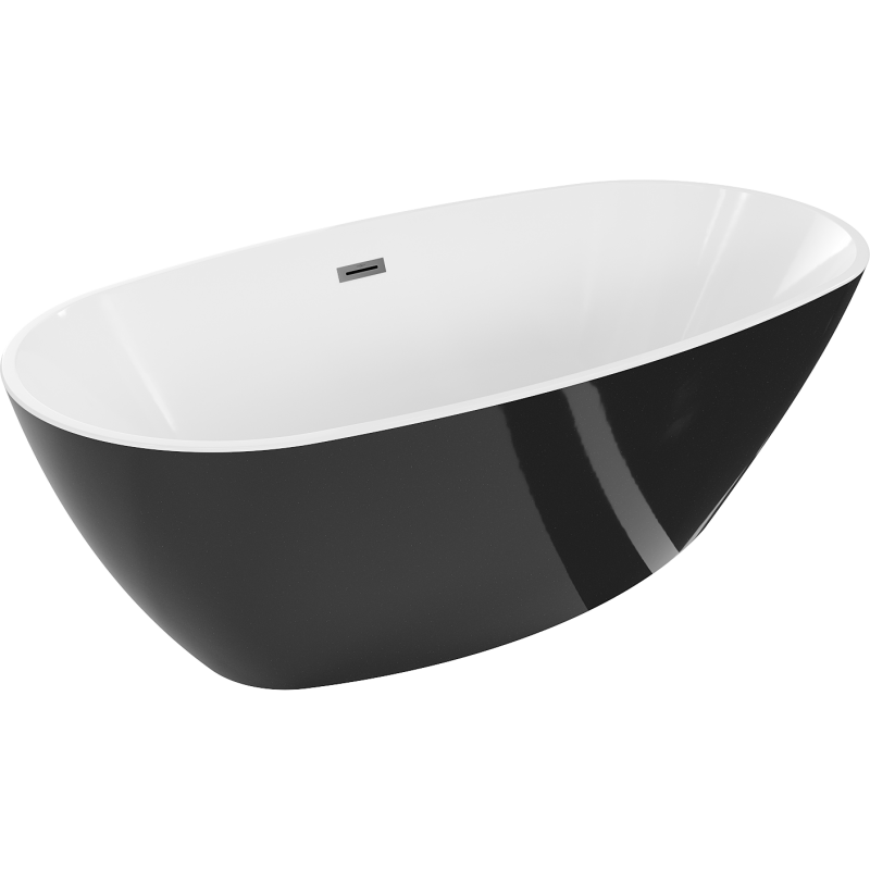 Mexen Eris voľne stojaca vaňa 170 x 80 cm, biela/čierna, prepad gun metal - 53441708075-95