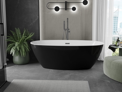 Mexen Eris samostatne stojaca vaňa 170 x 80 cm, biela/čierna, prepad gun metal - 53441708075-95