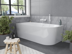 Mexen Mia vaňa voľne stojaca rohová ľavá 180 x 80 cm, biela, prepad biely - 52691808000L-20