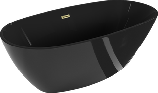 Mexen Eris samostatne stojaca vaňa 170 x 80 cm, čierna, zlatý prepad - 53441708070-50