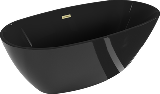 Mexen Eris voľne stojaca vaňa 170 x 80 cm, čierna, prepad zlatý kartáčovaný - 53441708070-55