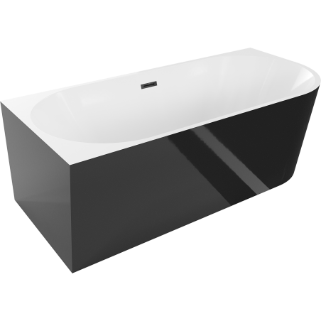 Mexen Mia voľne stojaca rohová ľavá vaňa 180 x 80 cm, biela/čierna, prepad čierny - 52691808075L-70