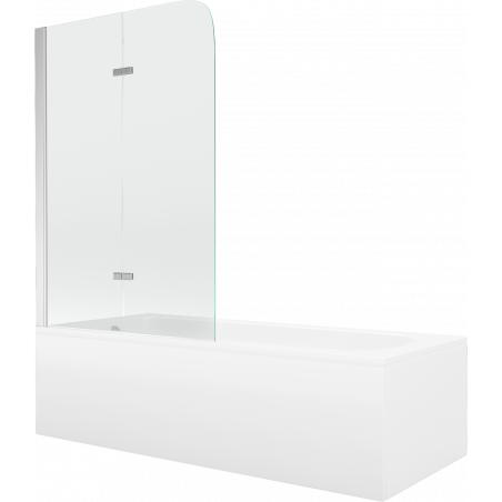 Mexen Vega obdĺžniková vaňa 160 x 70 cm s panelom a 2-krídlovým paravánom 100 cm, priehľadný, chróm - 550116070X9010020100