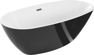 Mexen Eris voľne stojaca vaňa 180 x 80 cm, biela/čierna, preliv gun gray brúsený - 53441808075-66