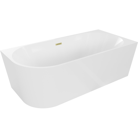 Mexen Mia voľne stojaca rohová vaňa pravá 180 x 80 cm, biela, prepad z mosadze - 52691808000P-55
