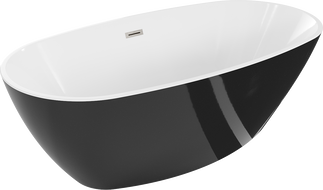 Mexen Eris voľne stojaca vaňa 180 x 80 cm, biela/čierna, prepad niklovaný kartáčovaný - 53441808075-97