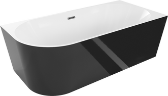 Mexen Mia voľne stojaca rohová vaňa pravá 180 x 80 cm, biela/čierna, prepad gun gray kartáčovaný - 52691808075P-66