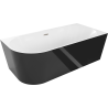 Mexen Mia voľne stojaca rohová pravá vaňa 180 x 80 cm, biela/čierna, prepad kartáčovaný nikel - 52691808075P-97