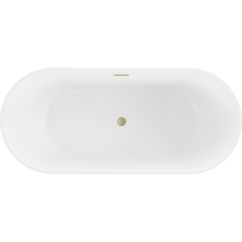 Mexen Flavia voľne stojaca vaňa 150 x 75 cm, biela/čierna, zlatý kartáčovaný prepad - 54031507575-55