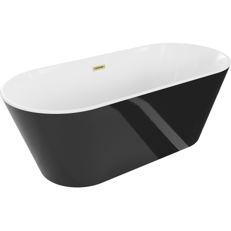 Mexen Flavia voľne stojaca vaňa 160 x 75 cm, biela/čierna, prepad zlatý brúsený - 54031608075-55
