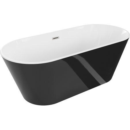 Mexen Flavia voľne stojaca vaňa 160 x 75 cm, biela/čierna, prepad brúsený nikel - 54031608075-97