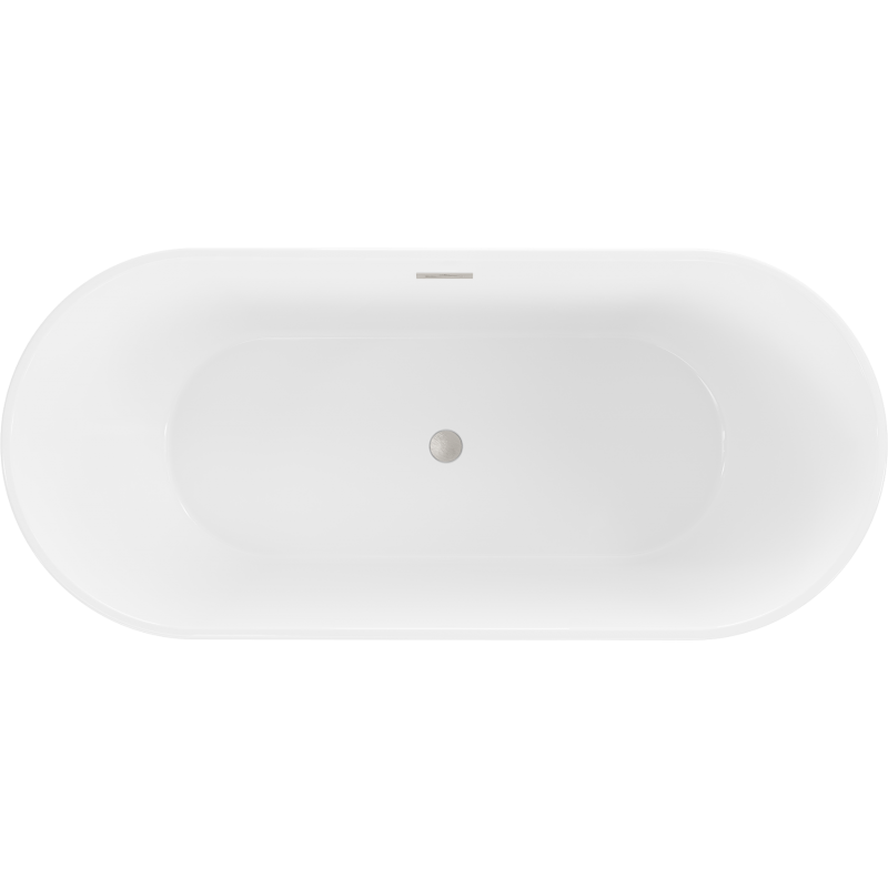 Mexen Flavia voľne stojaca vaňa 160 x 75 cm, biela/čierna, prepad brúsený nikel - 54031608075-97