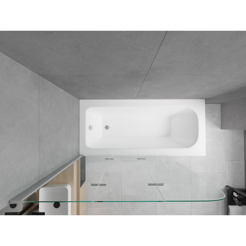 Mexen Vega obdĺžniková vaňa 160 x 70 cm s krytom a trojkrídlovým paravánom 120 cm, transparentná, chróm - 550116070X9012030100