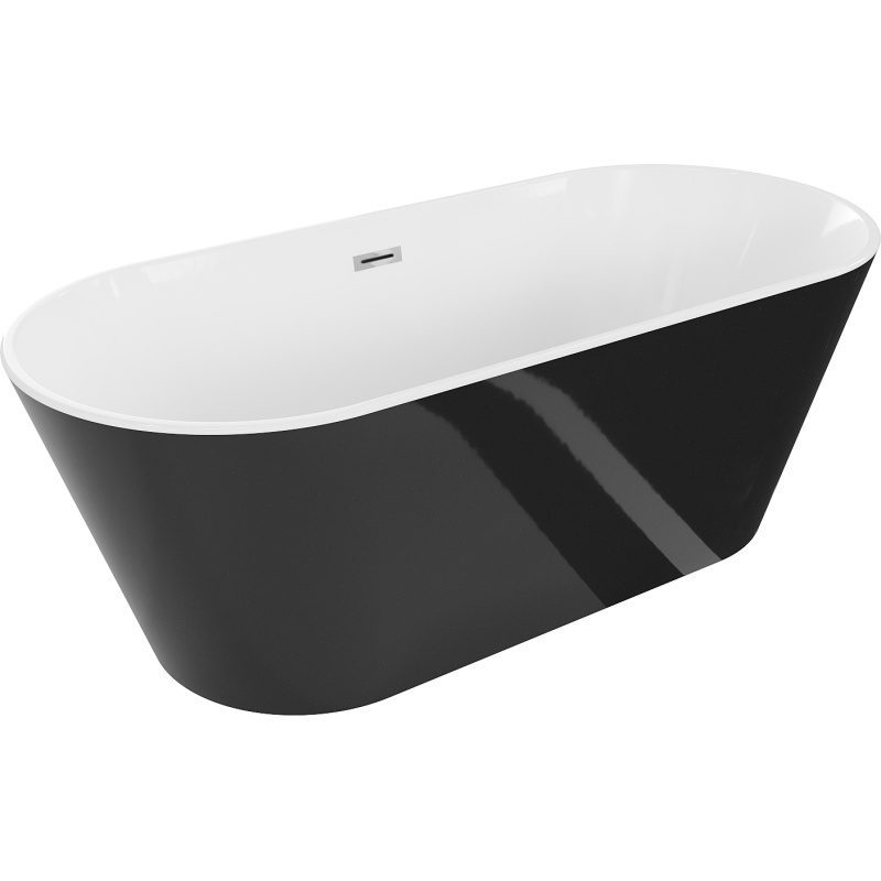 Mexen Flavia voľne stojaca vaňa 170 x 75 cm, biela/čierna, prepad chróm - 54031708075-01