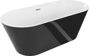 Mexen Flavia voľne stojaca vaňa 170 x 75 cm, biela/čierna, prepad chróm - 54031708075-01