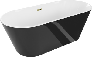 Mexen Flavia voľne stojaca vaňa 170 x 75 cm, biela/čierna, zlatý prepad - 54031708075-50