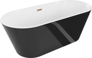 Mexen Flavia voľne stojaca vaňa 170 x 75 cm, biela/čierna, preliv medená kartáčovaná - 54031708075-65