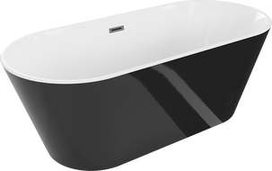 Mexen Flavia voľne stojaca vaňa 170 x 75 cm, biela/čierna, prepad gun gray kartáčovaný - 54031708075-66