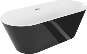Mexen Flavia voľne stojaca vaňa 170 x 75 cm, biela/čierna, prepad brúsený nikel - 54031708075-97