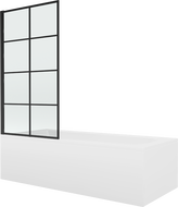 Mexen Vega obdĺžniková vaňa 160 x 70 cm s panelom a jednodielnou zástenou, čierny vzor - 550116070X9307017077