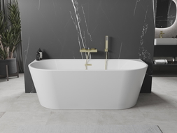 Mexen Oval voľne stojaca priľahlá vaňa 170 x 80 cm, biela, odtok zlatý - 52671708000-50