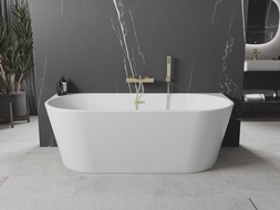 Mexen Oval voľne stojaca priemyselná vaňa 170 x 80 cm, biela, prepad zlatý kartáčovaný - 52671708000-55