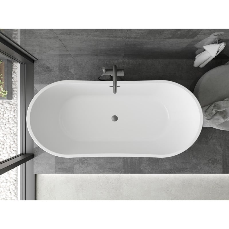 Mexen Montana voľne stojaca vaňa 170 x 80 cm, biela, prepad gun gray kartáčovaný - 52011708000-66