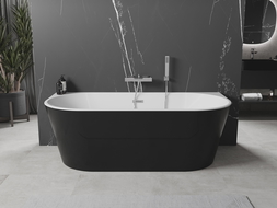 Mexen Oval voľne stojaca priemyselná vaňa 140 x 75 cm, biela/čierna, prepad chróm - 52671407575-01