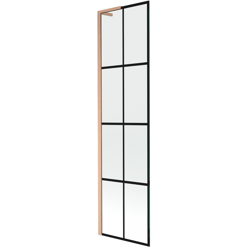 Mexen Next L vaňová zástena 1-krídlová 50 x 150 cm, čierny vzor, brúsená meď - 895-050-000-03-77-65