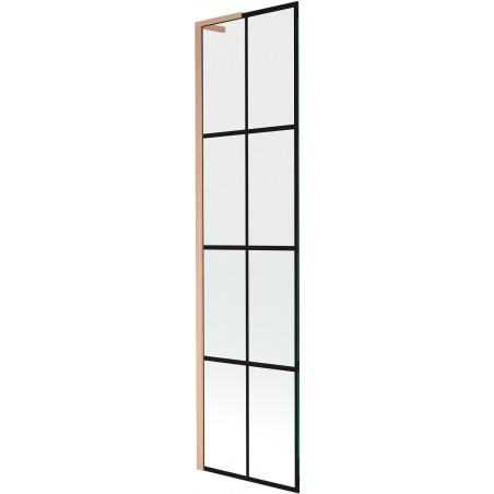 Mexen Next L vaňová zástena 1-krídlová 50 x 150 cm, čierny vzor, brúsená meď - 895-050-000-03-77-65