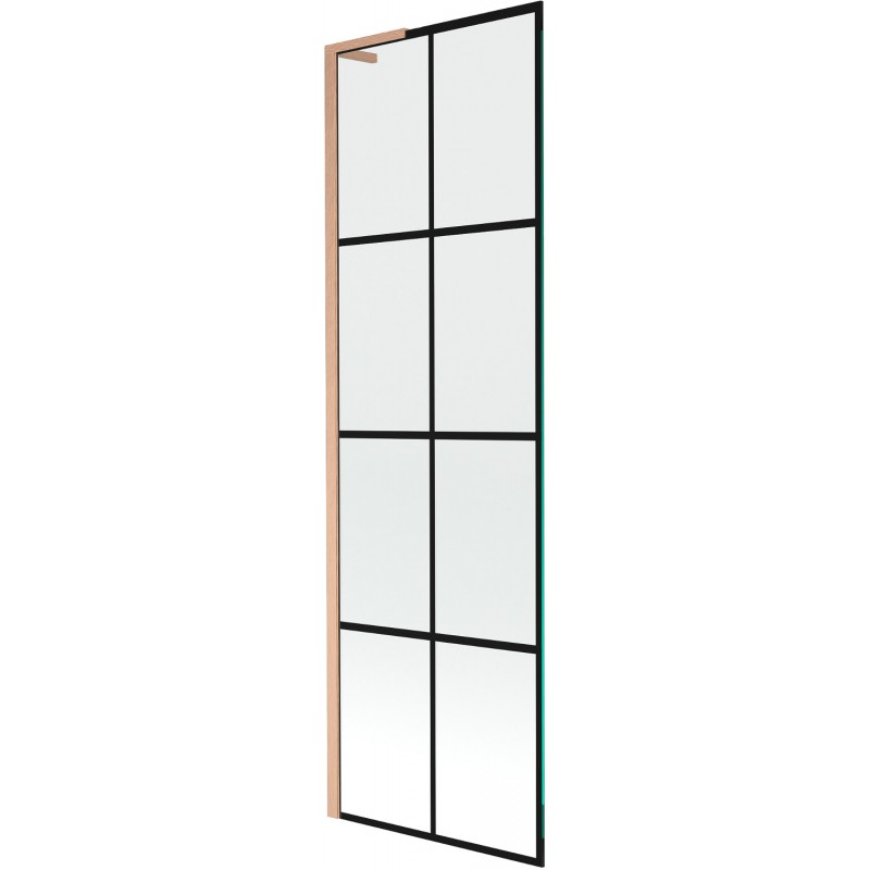 Mexen Next L paraván na vaňu 1-krídlový 60 x 150 cm, čierny vzor, brúsená meď - 895-060-000-03-77-65