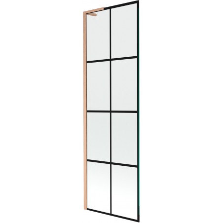 Mexen Next L paraván na vaňu 1-krídlový 60 x 150 cm, čierny vzor, brúsená meď - 895-060-000-03-77-65
