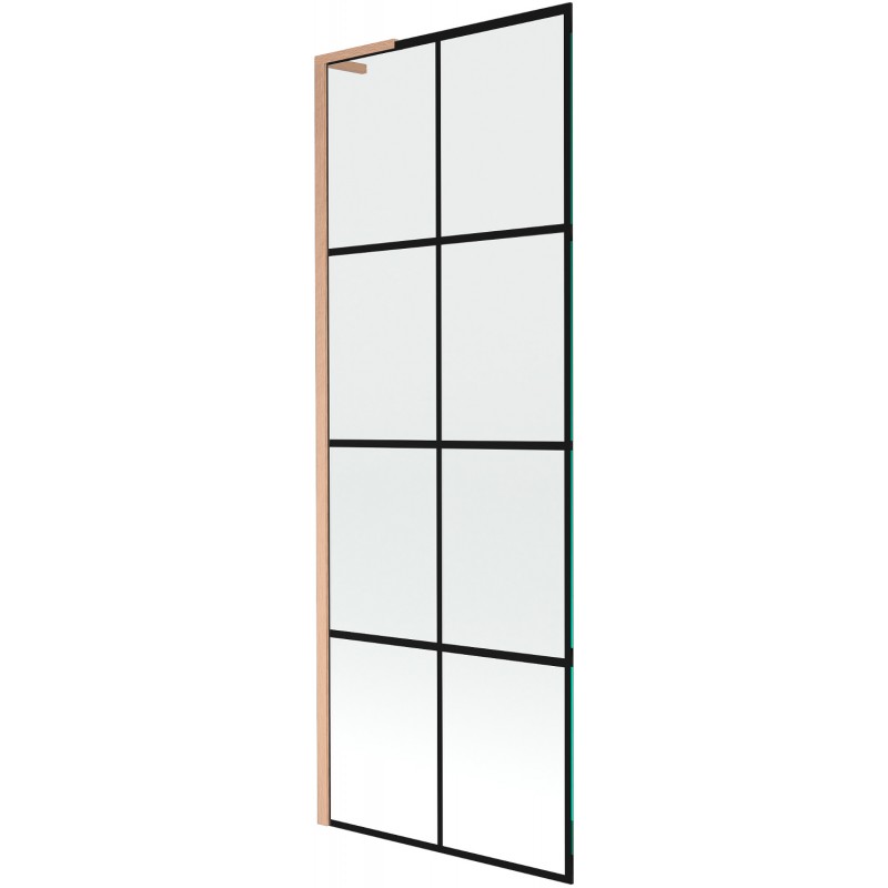 Mexen Next L vaňová zástenka 1-krídlová 70 x 150 cm, čierna mriežka, brúsená meď - 895-070-000-03-77-65