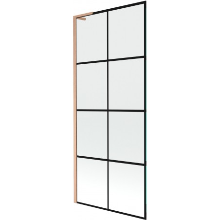 Mexen Next L sprchová zástena 1-krídlová 80 x 150 cm, čierna mriežka, brúsená meď - 895-080-000-03-77-65