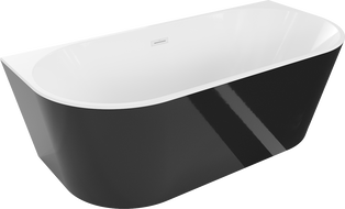 Mexen Oval vaňa voľne stojaca priemyselná 170 x 80 cm, biela/čierna, prepad biely - 52671708075-20