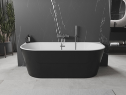 Mexen Oval vaňa voľne stojaca priemyselná 160 x 80 cm, biela/čierna, odtok gun gray brúsený - 52671608075-66