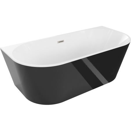 Mexen Oval voľne stojaca vaňa príčna 160 x 80 cm, biela/čierna, prepad brúsený nikel - 52671608075-97